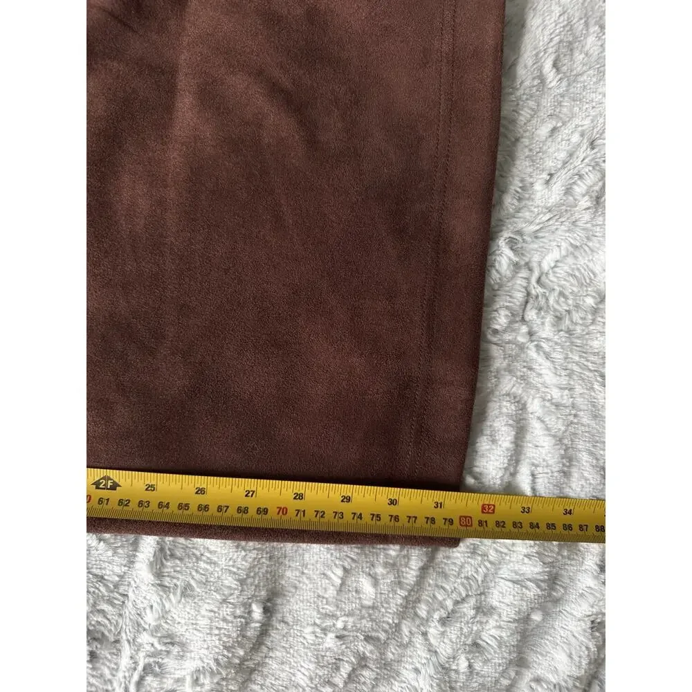 NY&C Faux Suede Wide Leg Pants Brown High Rise Palazzo Women Large NWT